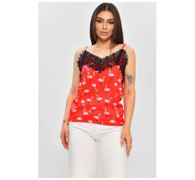 Майка жіноча з мереживом червоного кольору 179068L