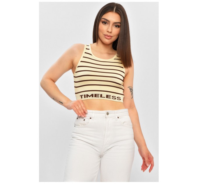 Топ-майка у рубчик жіноча молочного кольору 179900L