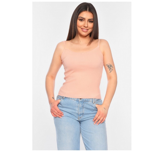 Майка жіноча трикотажна пудрового кольору 180145L