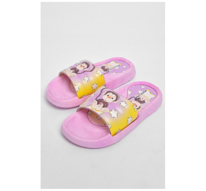 Шльопанці дитячі резинові бузкового кольору з малюнком 180517L