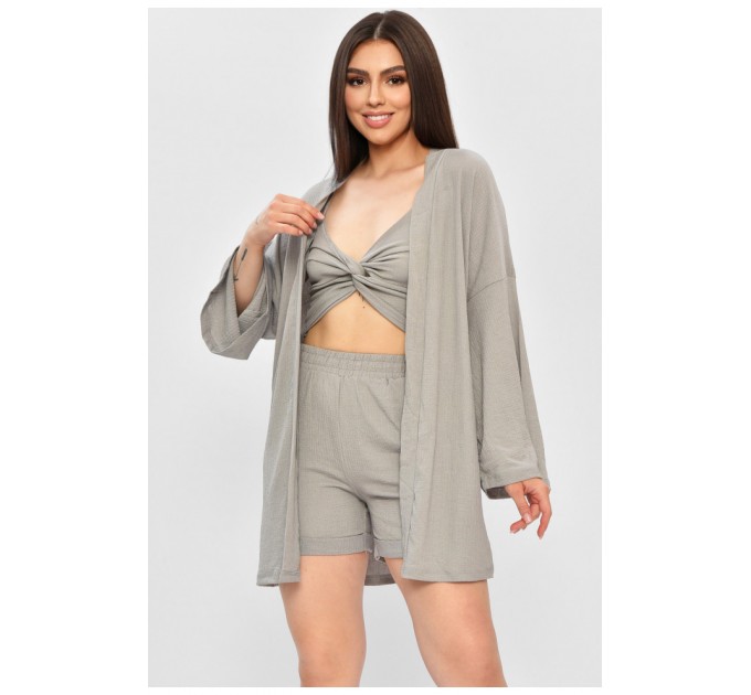 Костюм женский тройка серого цвета 180602L