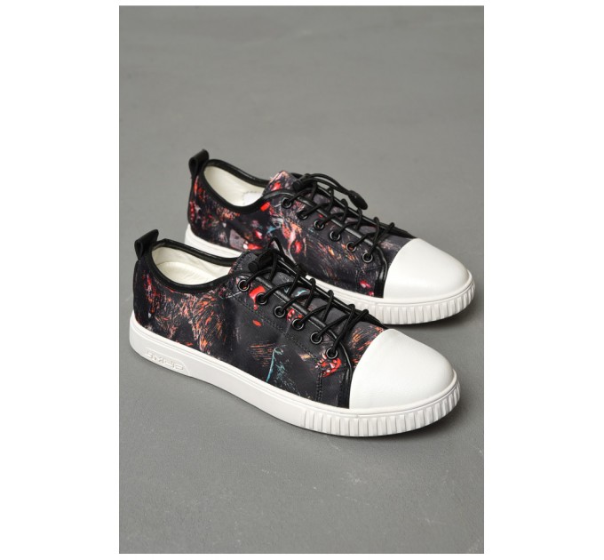 Кеди чоловічі чорного кольору на шнурівці 180802L