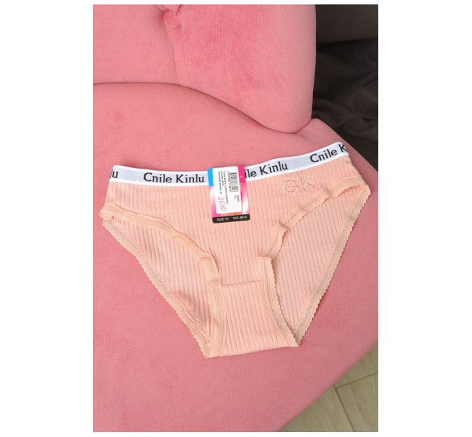 Трусы женские в рубчик пудрового цвета 180904L