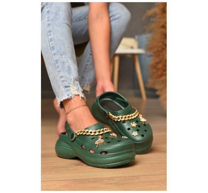 Кроксы женские цвета хаки 181188L