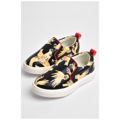 Мокасини дитячі для дівчинки чорного кольору з принтом 181200L