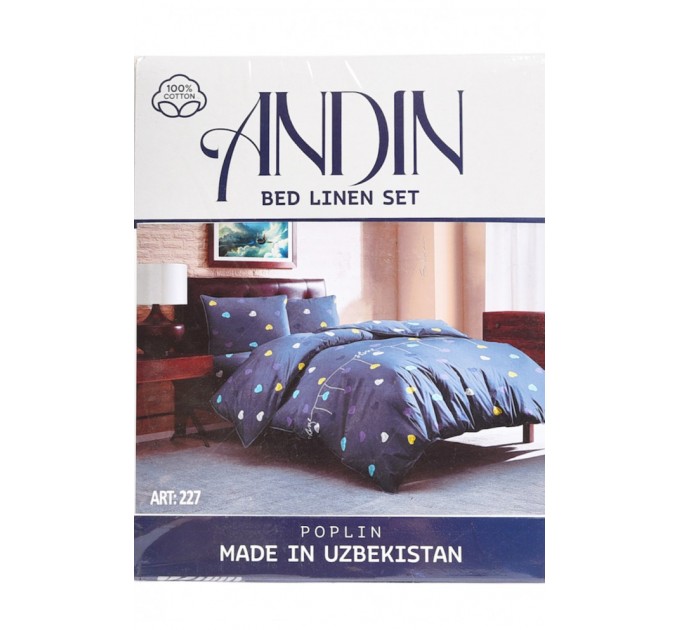 Комплект постільної білизни синього кольору двоспальний 182094L