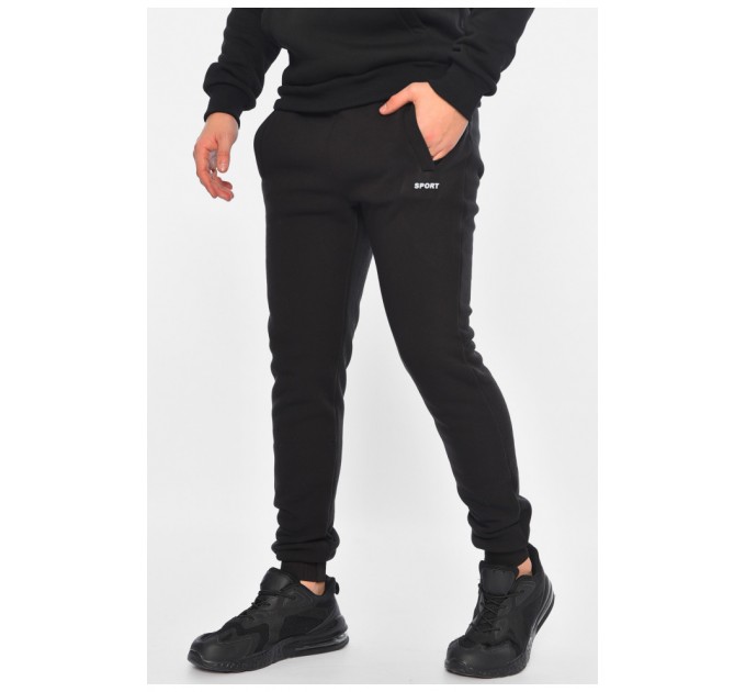 Спортивні штани чоловічі на флісі чорного кольору 183063L