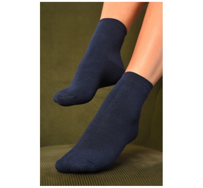 Шкарпетки жіночі махрові темно-синього кольору 183966L