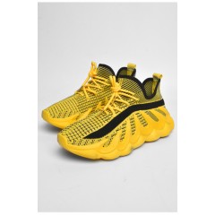 Кросівки чоловічі жовтого кольору на шнурівці 184035L