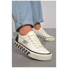 Кеди жіночі білого кольору на шнурівці текстиль 184227L