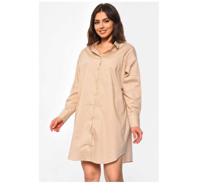 Платье-рубашка женское бежевого цвета 184364L