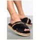 Капці домашні жіночі хутряні чорного кольору 184662L