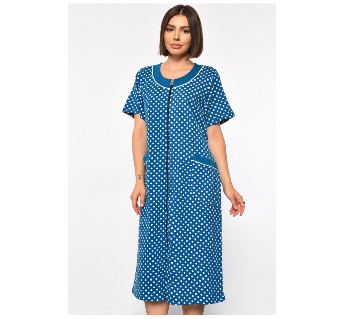 Халат женский батальный с принтом изумрудного цвета 185789L.