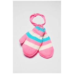 Перчатки детские утепленные светло-розового цвета в полоску 186513L