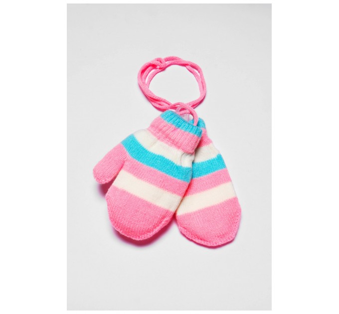 Перчатки детские утепленные светло-розового цвета в полоску 186513L