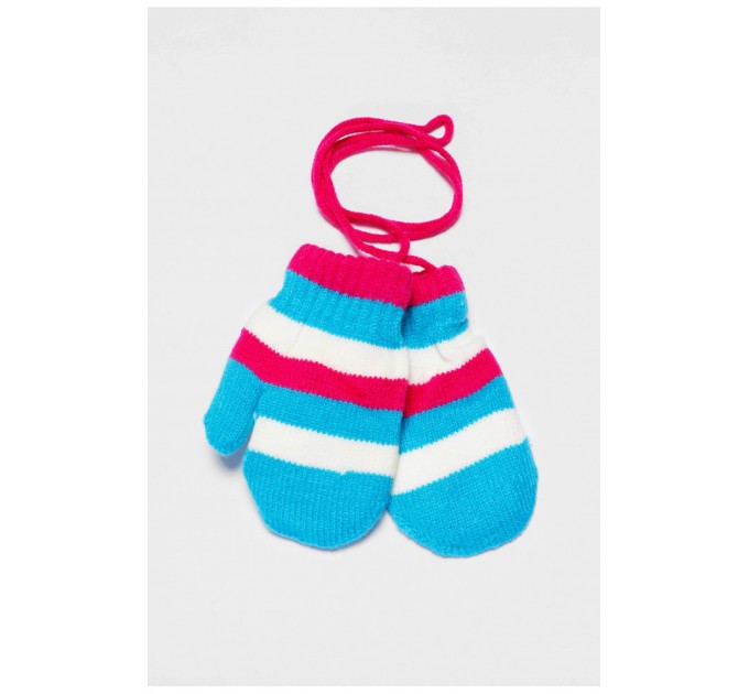 Рукавички дитячі утеплені блакитного кольору в смужку 186514L