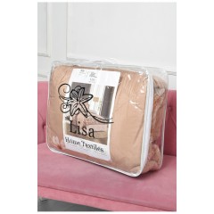 Комплект постільної білизни з ковдрою бежевого кольору півторка 186518L Комплект постільної білизни з ковдрою бежевого кольору півторка 186518L