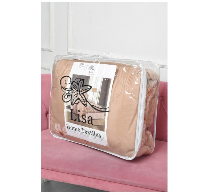 Комплект постільної білизни з ковдрою бежевого кольору півторка 186518L