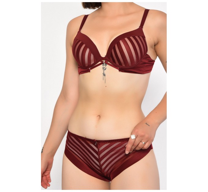 Комплект жіночий бордового кольору чашка В 186623L