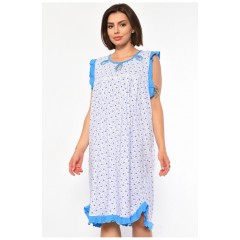 Нічна сорочка напівбатальна жіноча білого кольору з квітковим принтом 186991L