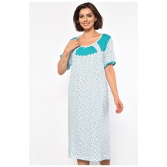 Нічна сорочка напівбатальна жіноча білого кольору з квітковим принтом 187011L