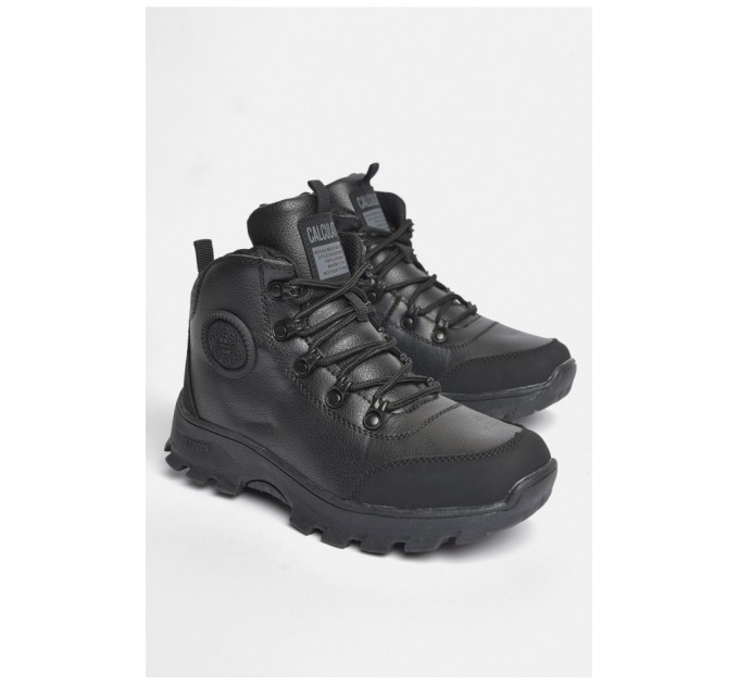 Ботинки подростковые зима черного цвета на шнуровке 187368L