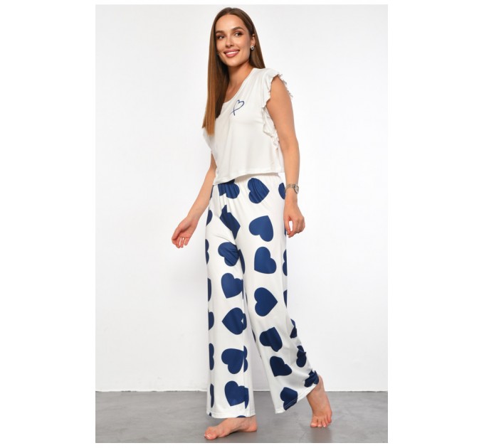 Піжама жіноча білого кольору з принтом 187378L