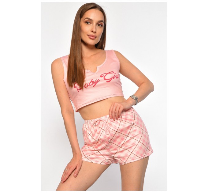 Піжама жіноча рожевого кольору з принтом 187397L