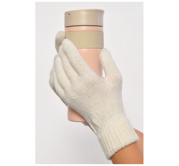 Рукавички жіночі трикотажні з начосом білого кольору 187411L