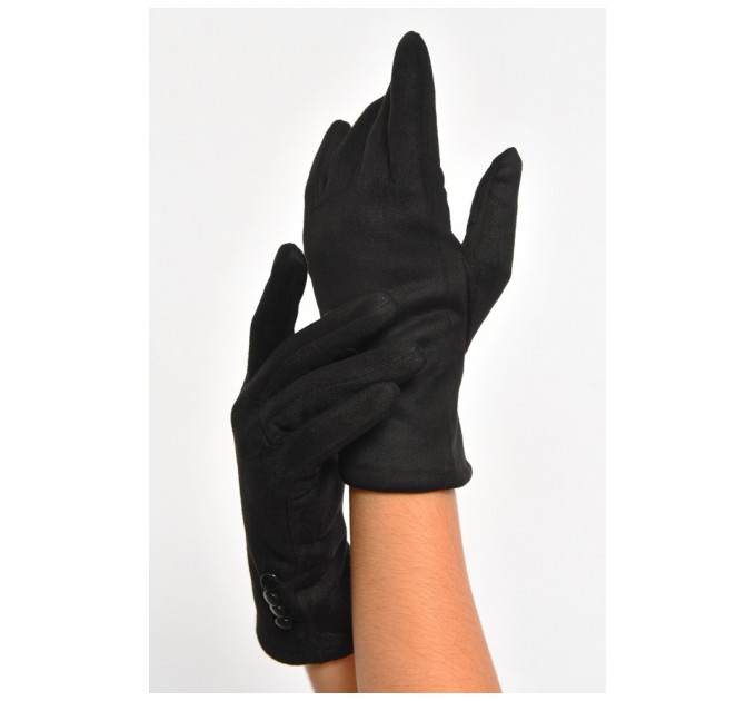 Перчатки женские замшевые на искусственном меху сенсорные черного цвета 187434L