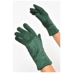 Перчатки женские замшевые на искусственном меху сенсорные зеленого цвета 187450L Перчатки женские замшевые на искусственном меху сенсорные зеленого цвета 187450L