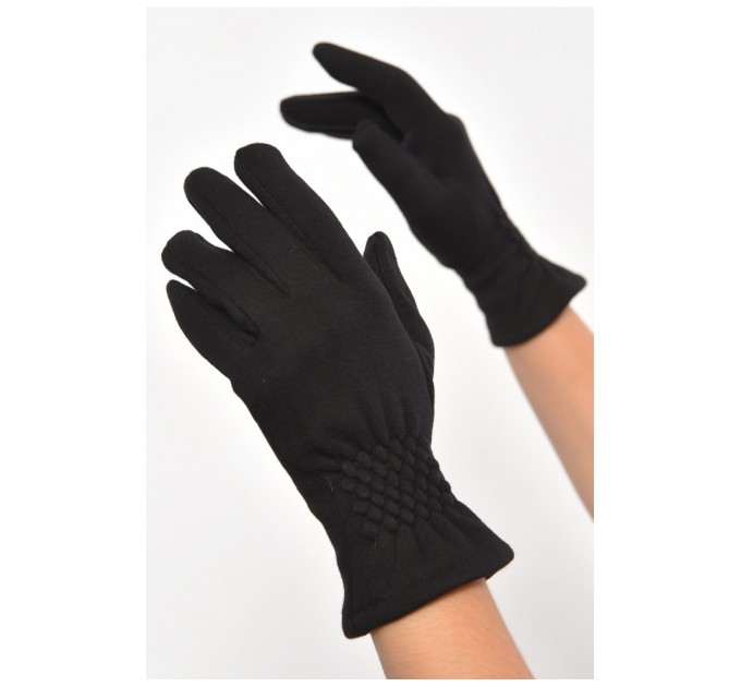Перчатки женские сенсорные с начесом черного цвета 187455L