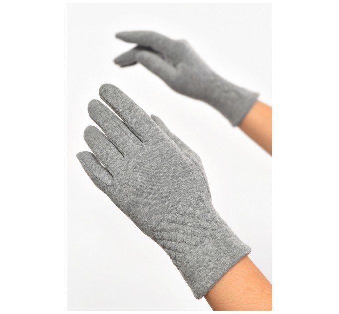 Перчатки женские на искусственном меху серого цвета 187458L