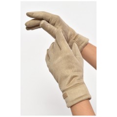 Перчатки женские замшевые на искусственном меху сенсорные темно-бежевого цвета 187473L Перчатки женские замшевые на искусственном меху сенсорные темно-бежевого цвета 187473L