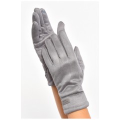 Перчатки женские замшевые на искусственном меху сенсорные серого цвета 187474L Перчатки женские замшевые на искусственном меху сенсорные серого цвета 187474L