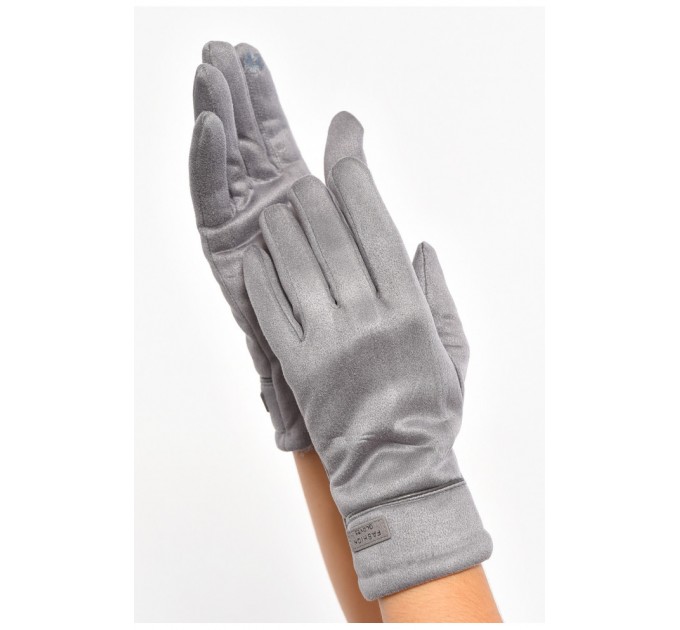 Перчатки женские замшевые на искусственном меху сенсорные серого цвета 187474L