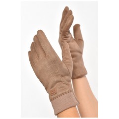 Рукавички жіночі замшеві на штучному хутрі сенсорні кольору мокко 187496L Рукавички жіночі замшеві на штучному хутрі сенсорні кольору мокко 187496L