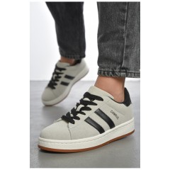 Кросівки жіночі світло-сірого кольору  на шнурівці замша 187543L