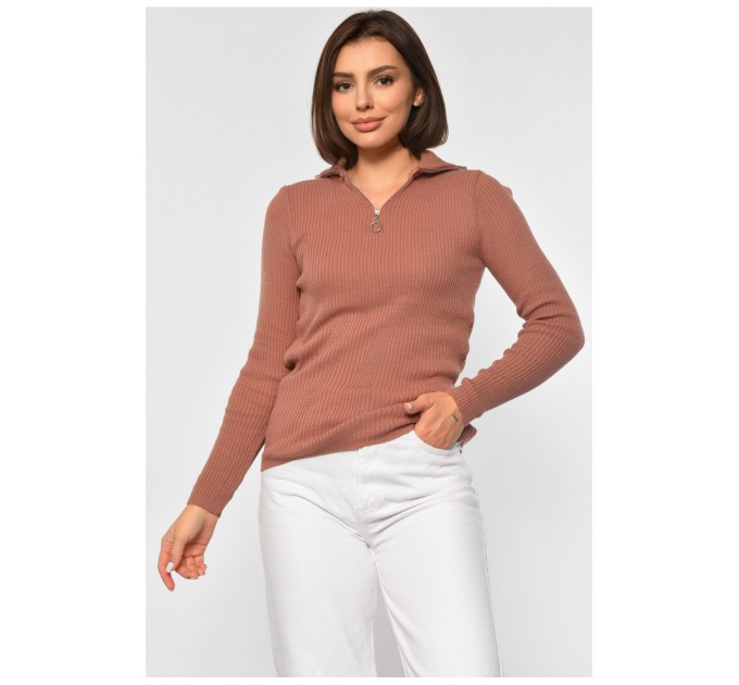 Гольф женский однотонный терракотового цвета 187892L