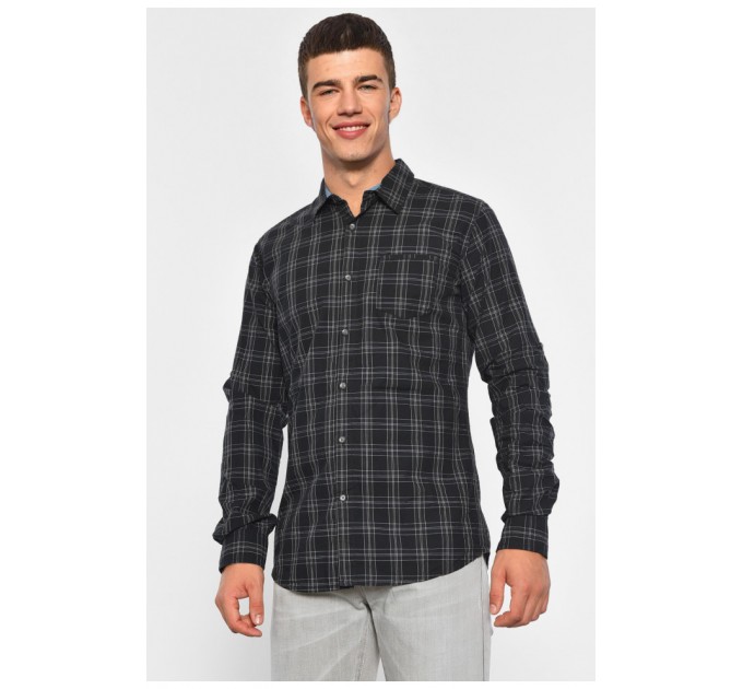 Рубашка мужская черного цвета в клетку 187981L