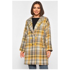 Женское пальто молочного цвета в клетку 188084L