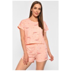 Піжама жіноча персикового кольору з принтом 188192L
