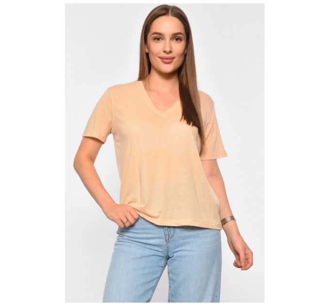 Футболка жіноча бежевого кольору 188360L