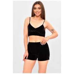 Піжама жіноча велюрова чорного кольору 188875L