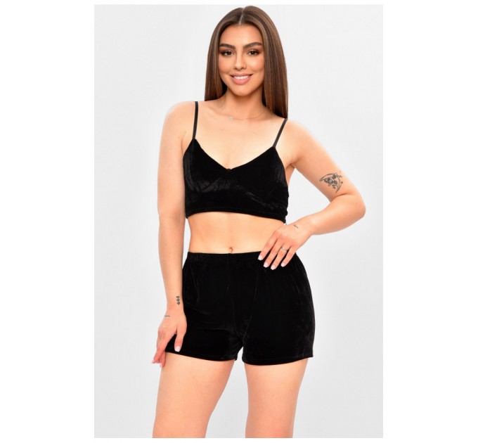 Піжама жіноча велюрова чорного кольору 188875L