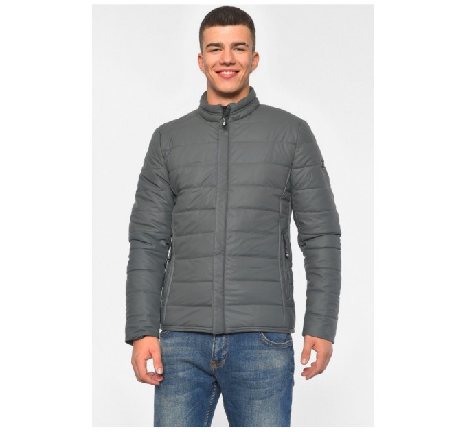 Куртка чоловіча демісезонна темно-сірого кольору 188992L