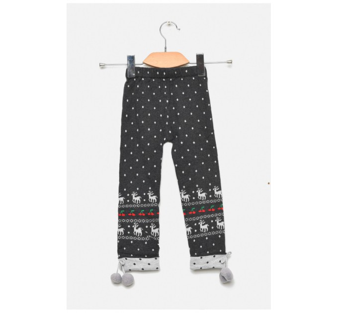 Демисезонные лосины для девочки темно-серого цвета 189105L