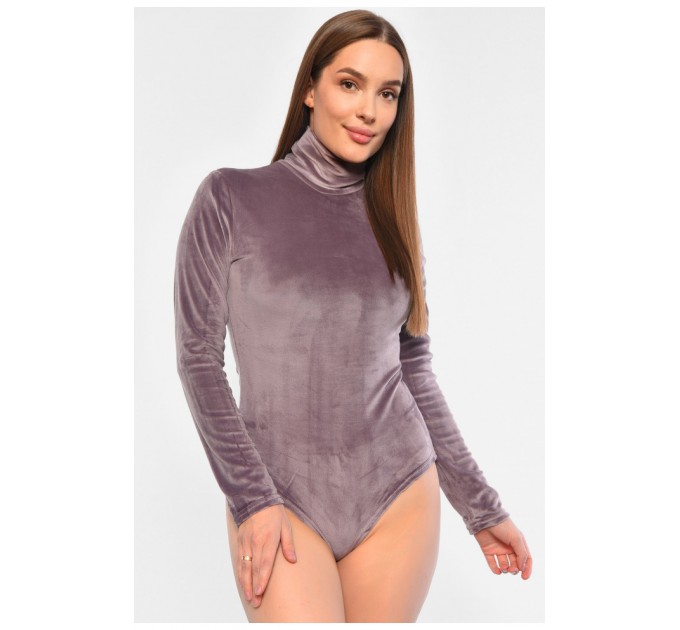 Боди женское однотонное велюровое сиреневого цвета 189396L