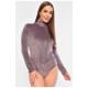 Боди женское однотонное велюровое сиреневого цвета 189396L
