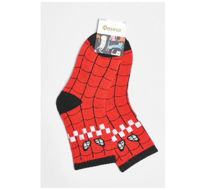 Шкарпетки дитячі махрові для хлопчика червоного кольору 189470L